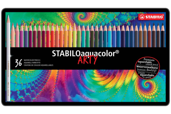 Matite colorate acquarellabili Stabilo aquacolor® scatola in metallo assortiti Conf. 36 pezzi - 1636-5