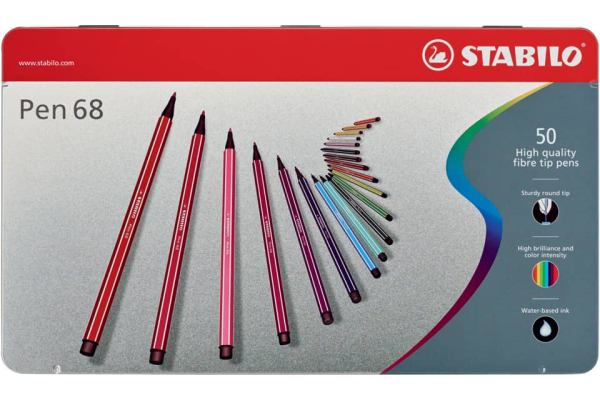 Pennarelli Stabilo Pen 68 1 mm scatola di metallo assortiti Conf. 50 pezzi - 6850-6
