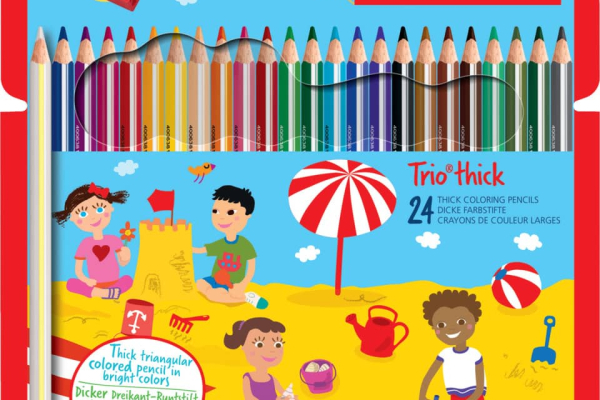 Matite colorate ergonomiche Stabilo Trio thick - mina 4,2 mm - colori assortiti Astuccio da 24 + temperino - 203/2-24