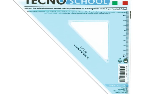 Squadra ARDA Linea Tecnoschool polistirolo termoresistente azzurro trasparente 45° cm 30 - 40130SS