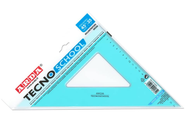 Squadra ARDA Linea Tecnoschool polistirolo termoresistente azzurro trasparente 45° cm 35 - 40135SS