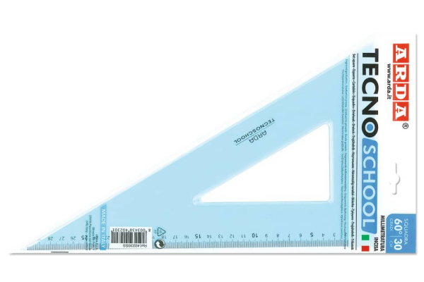 Squadra ARDA Linea Tecnoschool polistirolo termoresistente azzurro trasparente 60° cm 30 - 40230SS
