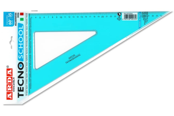 Squadra ARDA Linea Tecnoschool polistirolo termoresistente azzurro trasparente 60° cm 35 - 40235SS