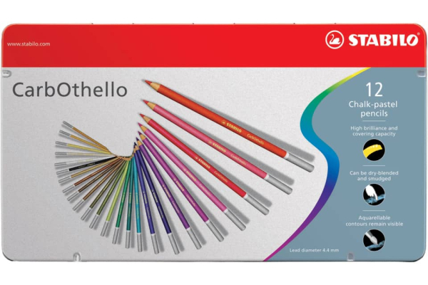 Matite colorate Stabilo CarbOthello tratto 4,4 mm assortiti scatola di metallo da 12 - 1412-6
