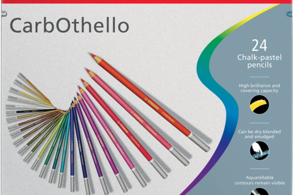 Matite colorate Stabilo CarbOthello tratto 4,4 mm assortiti scatola di metallo da 24 - 1424-6