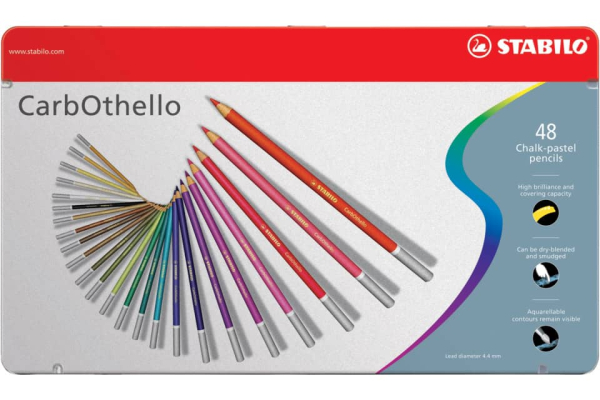 Matite colorate Stabilo CarbOthello tratto 4,4 mm assortiti scatola di metallo da 48 - 1448-6