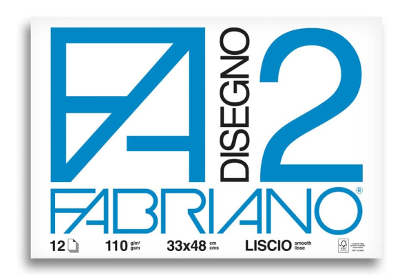 Album da disegno Fabriano F2 collato 1 lato 110 g/m² 33x48 cm 12 ff. lisci 06200534