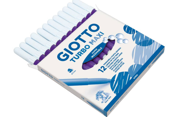 Pennarello GIOTTO Turbo Maxi punta grossa in fibra 5 mm violetto Conf. 12 pezzi - 456035