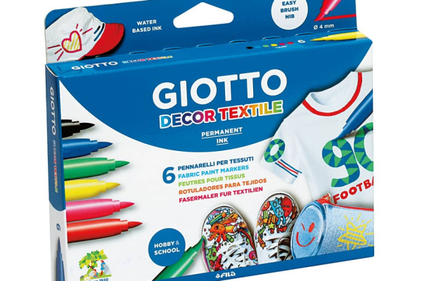 Pennarelli per tessuti GIOTTO Decor Textile tratto fine 1-3 mm assortiti astuccio da 6 - 494800