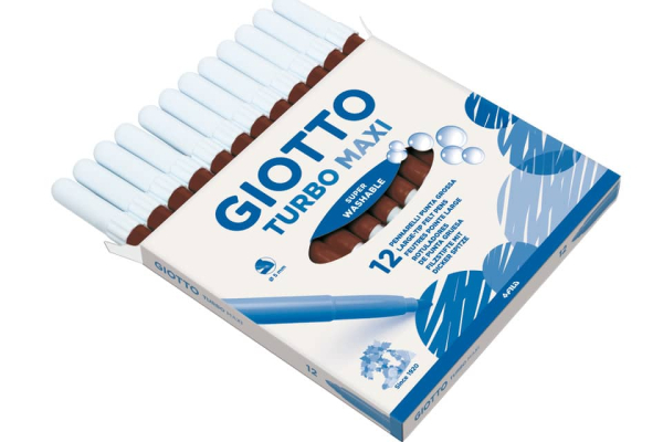 Pennarello GIOTTO Turbo Maxi punta grossa in fibra 5 mm marrone Conf. 12 pezzi - 456016