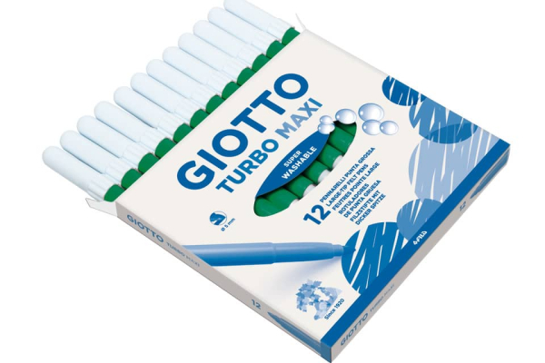 Pennarello GIOTTO Turbo Maxi punta grossa in fibra 5 mm verde cinabro Conf. 12 pezzi - 456020