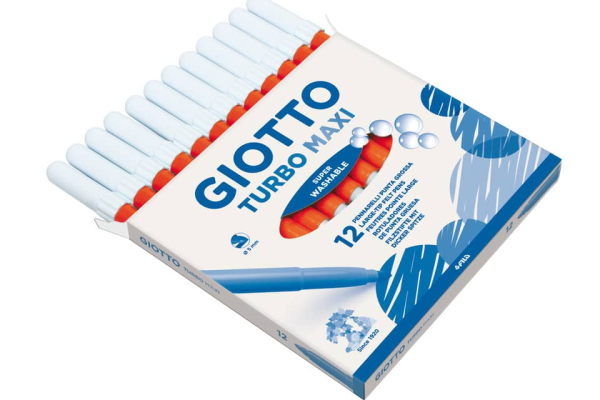 Pennarello GIOTTO Turbo Maxi punta grossa in fibra 5 mm arancione Conf. 12 pezzi - 456005