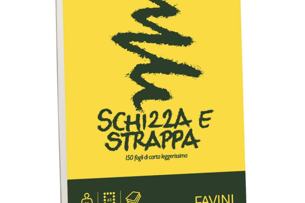 Album da disegno Favini SCHIZZA&STRAPPA in carta naturale liscia 50 g/m² 14,8x21cm (A5) -150fg - A200705
