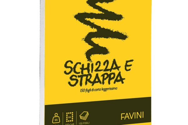 Album da disegno Favini SCHIZZA&STRAPPA in carta naturale liscia 50 g/m² 10,5x14,8cm (A6) -150fg - A200706
