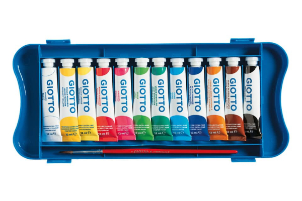 Tempere GIOTTO Extra 12 ml assortiti scatola 12 tubetti + 1 pennello 30410000