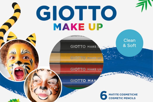 Set di 6 matite cosmetiche GIOTTO Make Up bianco, rosso, nero, giallo, verde, blu - conf. 6 pezzi - 474000