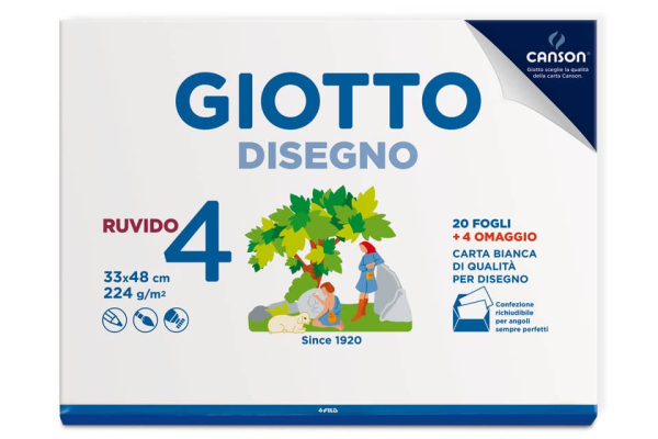 Album da disegno Giotto Disegno 4 224 g - 33x48 cm ruvido 24 fogli 583600