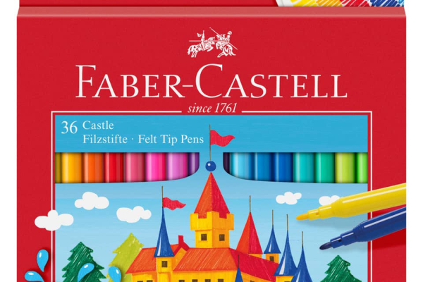 Pennarelli Faber-Castell Castello Superlavabili punta fine 3 mm assortiti astuccio in cartone 36 pezzi - 554203