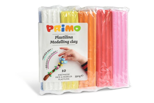 Panetti di plastilina Primo 55 g - scatola in polipropilene - 10 colori assortiti - 269PP10