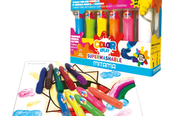 Tempera pronta all'uso superlavabile Mitama ColorSplat - 5 colori fluo + 5 brillanti conf. 10 tubetti 24 ml 62864
