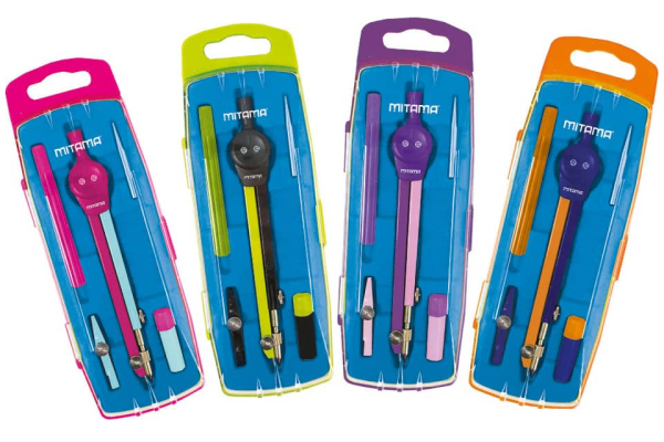 Compasso con asta snodabile Mitama - 100% materiale riciclato - con accessori colori assortiti - 23216