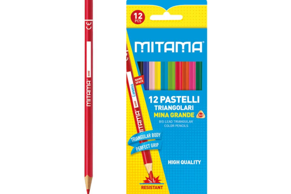 Pastelli laccati fusto triangolare Mitama - mina 3,3 mm - colori assortiti conf. 12 pezzi 61991