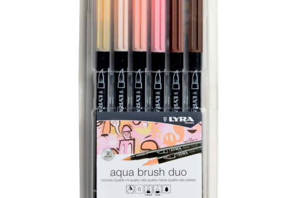 Pennarelli AQUA BRUSH DUO Set 6 pennarelli confezione appendibile Lyra colori skin tones - L6521062