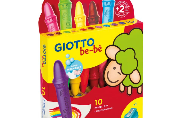Pastelloni a cera colori assortiti + appuntapastellone conf. 10 pezzi Giotto Bebè assortiti - F477900