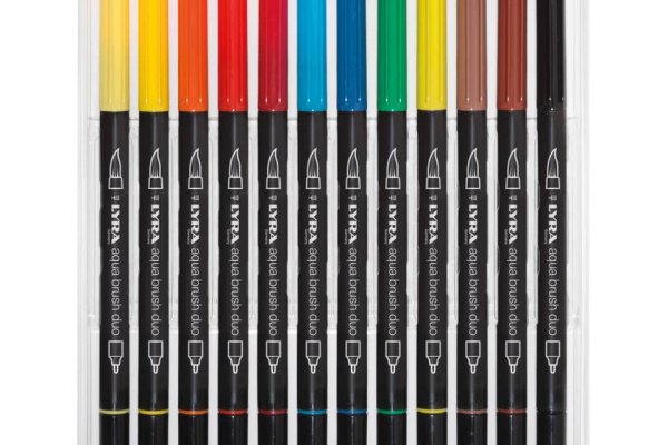 Pennarello punta fine AQUA BRUSH DUO colori assortiti Lyra confezione appendibile 12 pezzi - L6521120