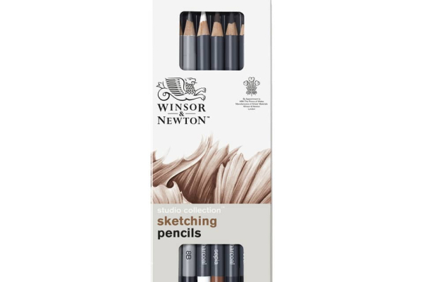 Scatola in metallo 6 matite da schizzo assortite Winsor&Newton nero 0490011