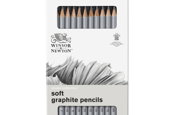 Scatola in metallo da 12 matite in grafite - durezze assortite Winsor&Newton nero - 0490007