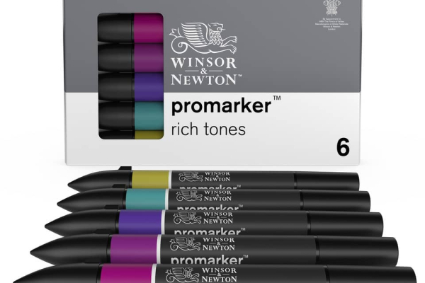 Set 6 pennarelli Promarker doppia punta fine-larga Winsor&Newton - assortiti colori forti - 0290111