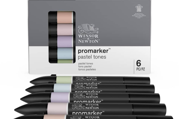 Set 6 pennarelli Promarker doppia punta fine-larga Winsor&Newton - assortiti colori pastello - 0290113